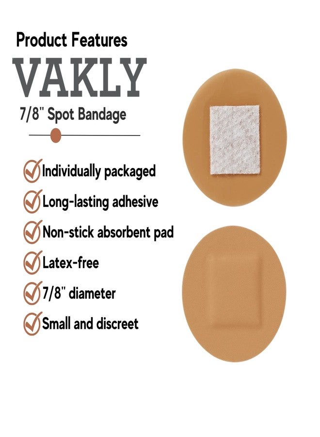 Vakly Spot Bandages 200 Plastic Adhesive Round Circle 7/8" Sterile Sheer Dot Bandage with Non-Stick Pad – for Small Wounds, Pimples, Vaccination & Blisters on Face, Hands & Arms – Packaging May Vary - Image 2